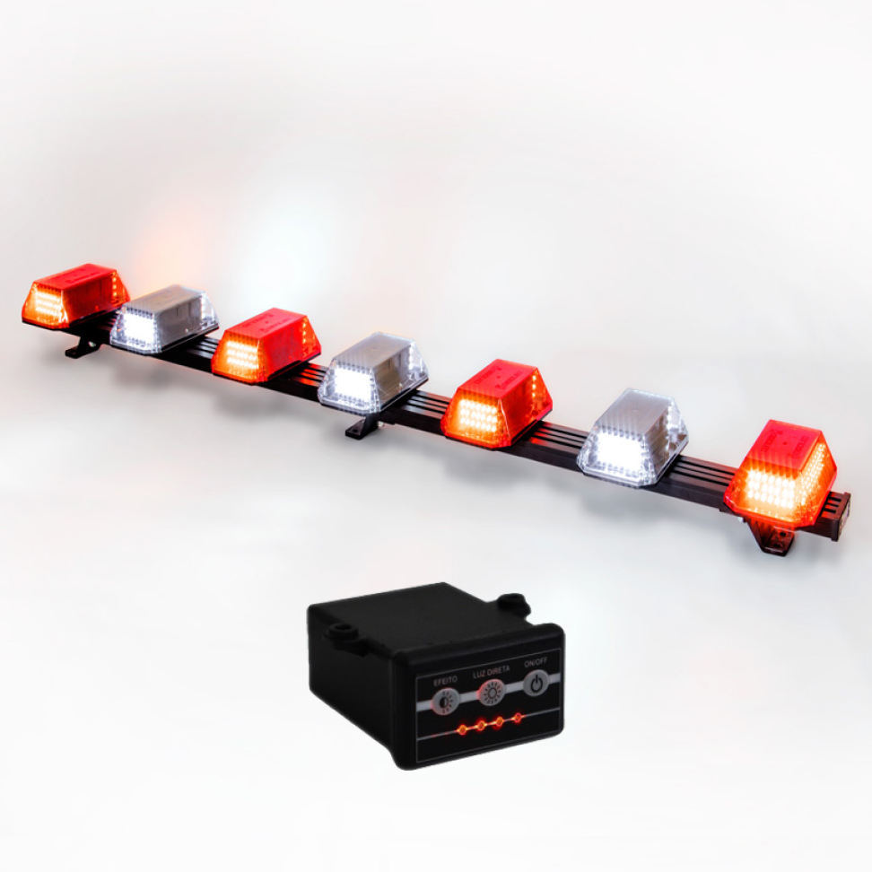 Giroflex 1.20mt 7cúpulas 354 leds 12vcc ou 24vcc vermelho e branco