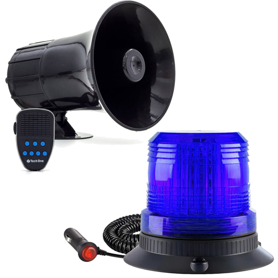 Giroflex Azul 12v Imã Plug Led Sirene Megafone