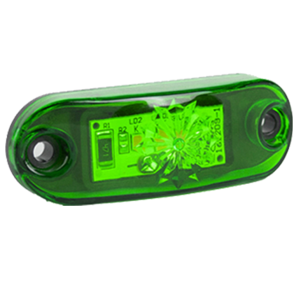 Sinaleira lanterna led SMD delimitadora Bivolt 12v 24v verde 0,5w
