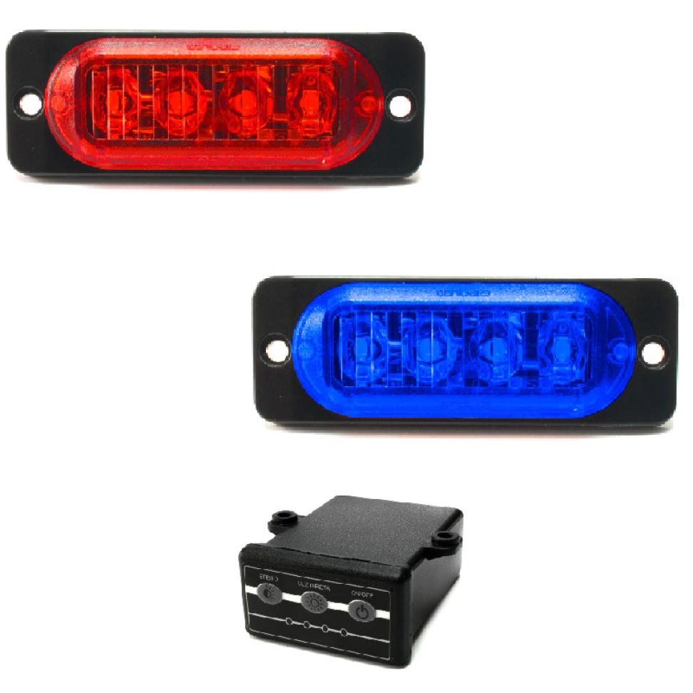 Estrobo Led azul e vermelho SMD alta visualização efeitos 12v ou 24v 2w
