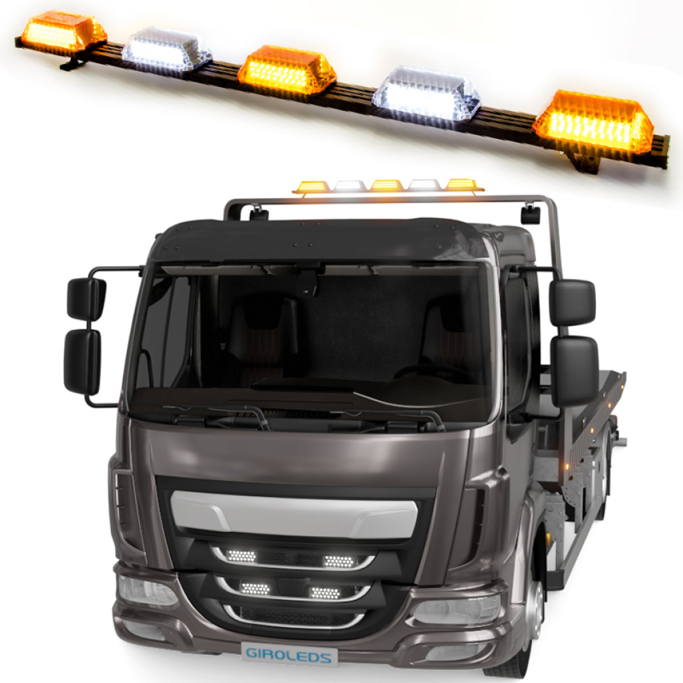Giroflex 1.70mt 5 cúpulas 324 leds 12vcc 24vcc âmbar e branco