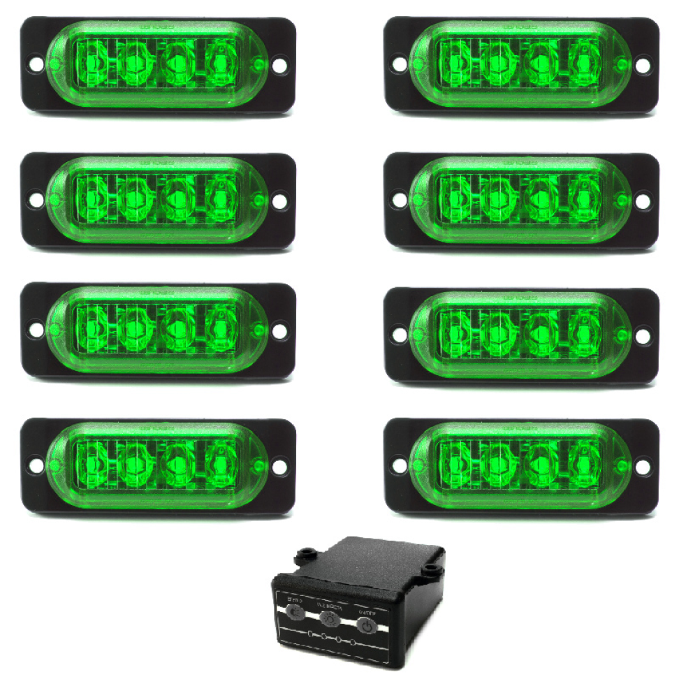kit 8 estrobo led SMD 12v ou 24v verde 2w