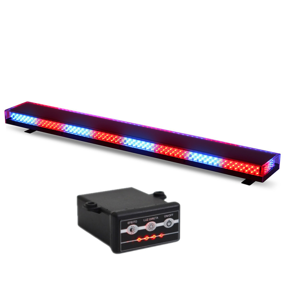 Giroled giroflex sinalizador barra 1.20mt 12v 24v azul e vermelho