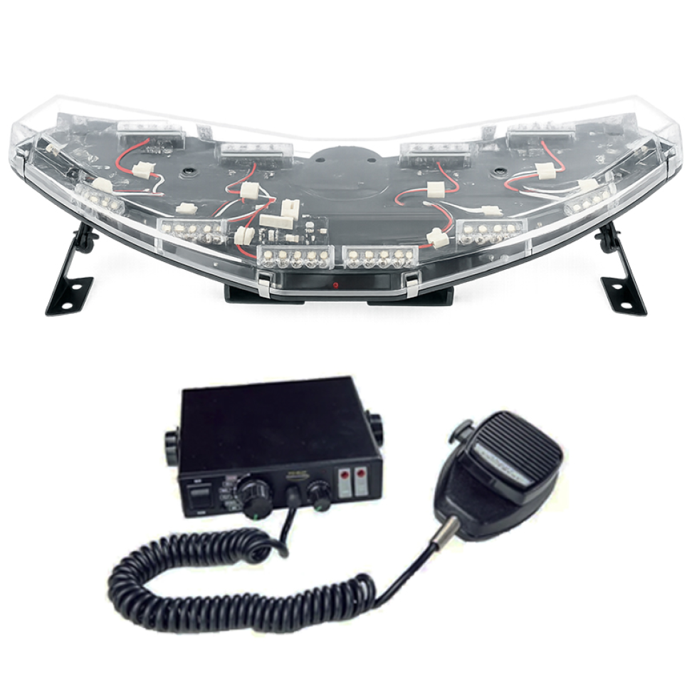 Giroflex 12v Arco completo lente transparente led azul Sirene integrada Rádio Engate - #4
