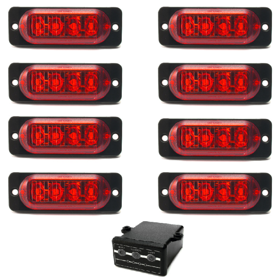 kit 8 estrobo led SMD 12v ou 24v vermelho 2w