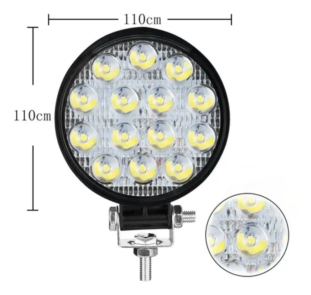 Farol de potência Redondo 14 leds 48w bivolt 12v 24v - #3