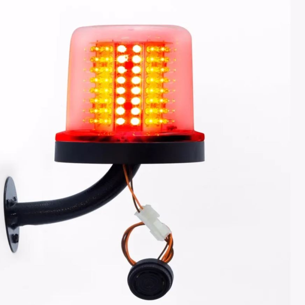 Giroled Giroflex redondo vermelho laranja buzzer bip sonoro suporte parede 128 leds bivolt 110v 220v