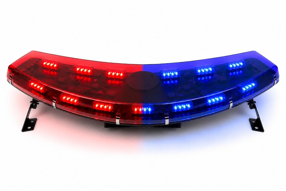 Giroflex 12v Arco completo lente transparente led azul e vermelho Sirene integrada Rádio Engate