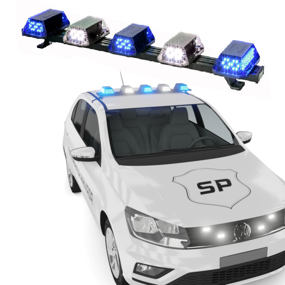Giroflex 1.0mt 5 cúpulas 180 leds 12vcc azul e branco engate rápido