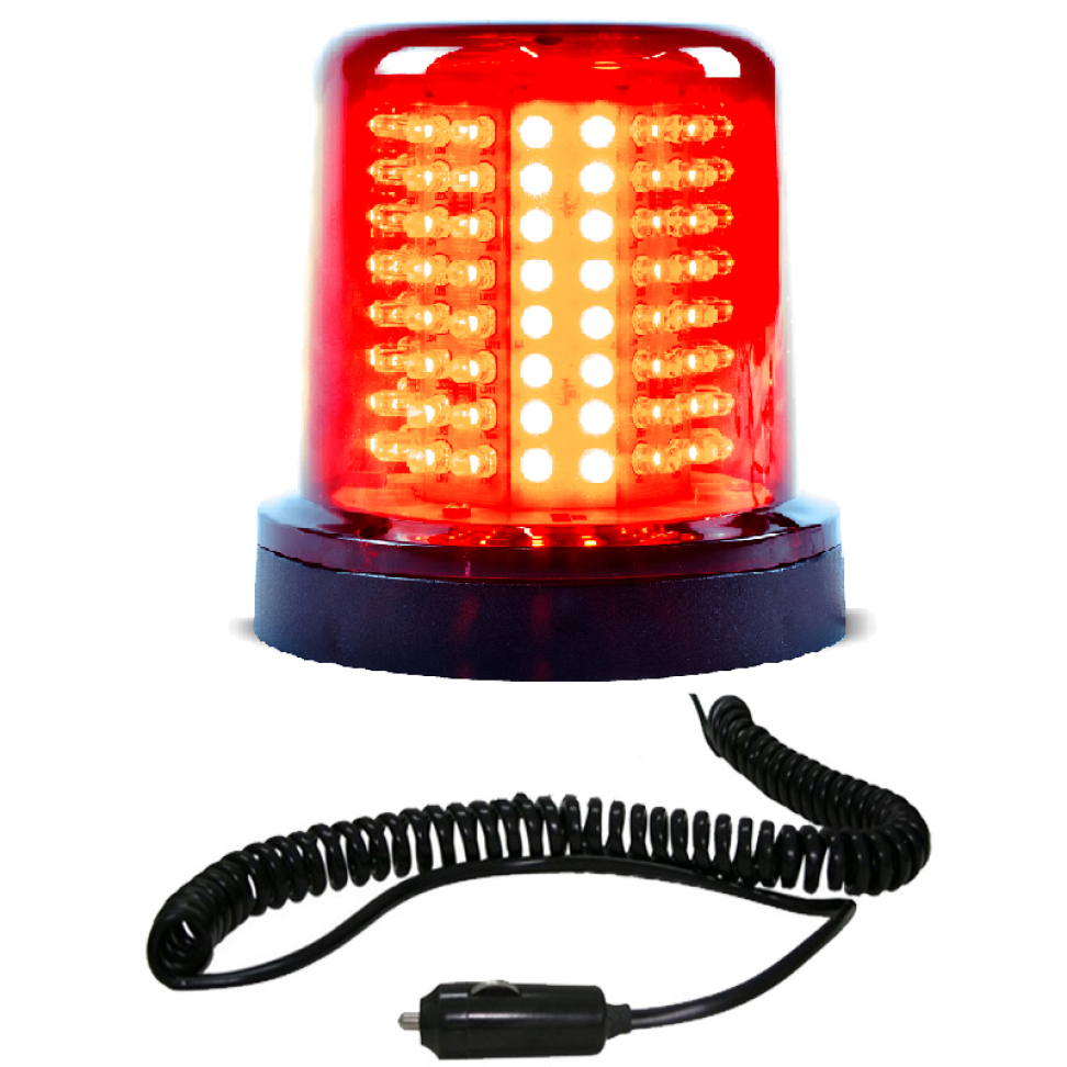 Giroled redondo 128 leds vermelho com imã e plug e sirene 12v
