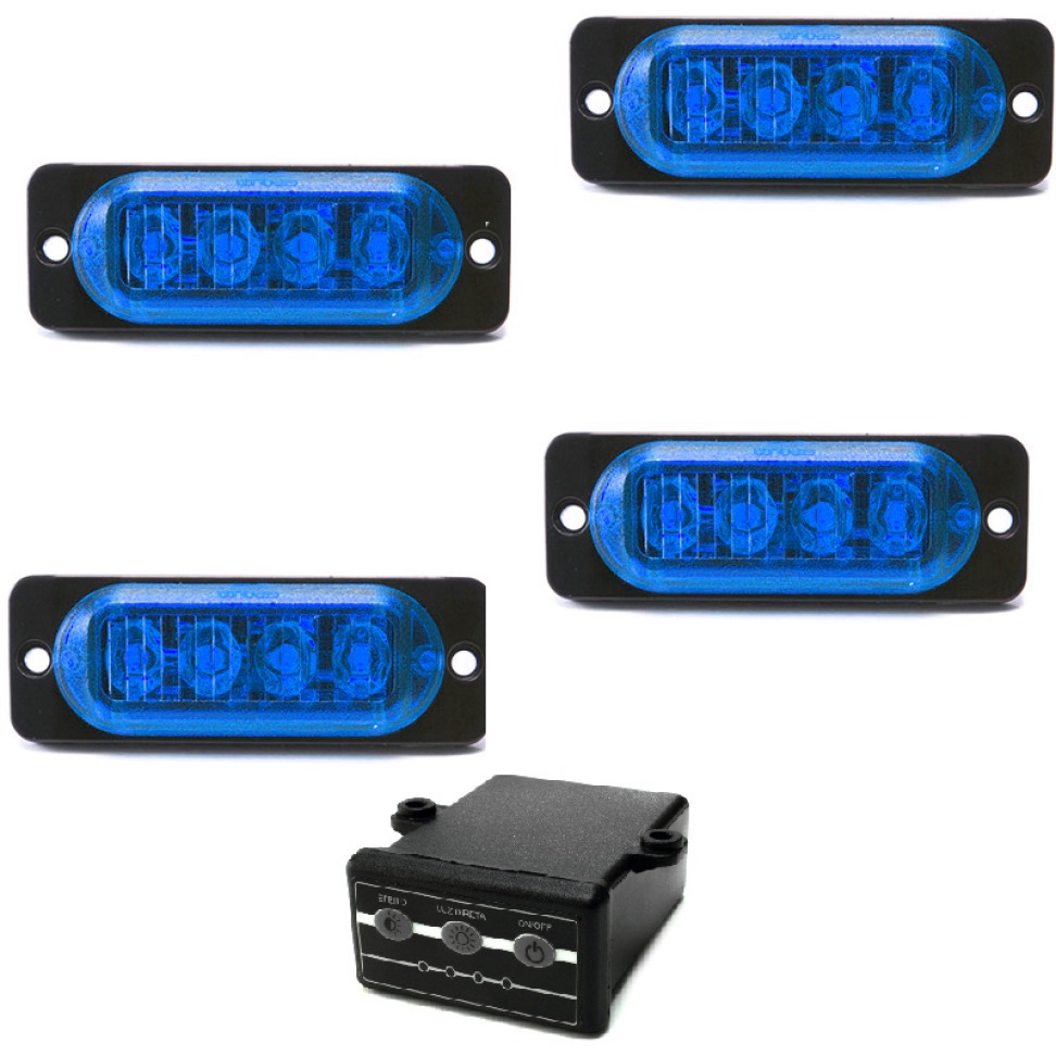 4 Estrobo Led azul SMD alta visualização efeitos 12v ou 24v 2w