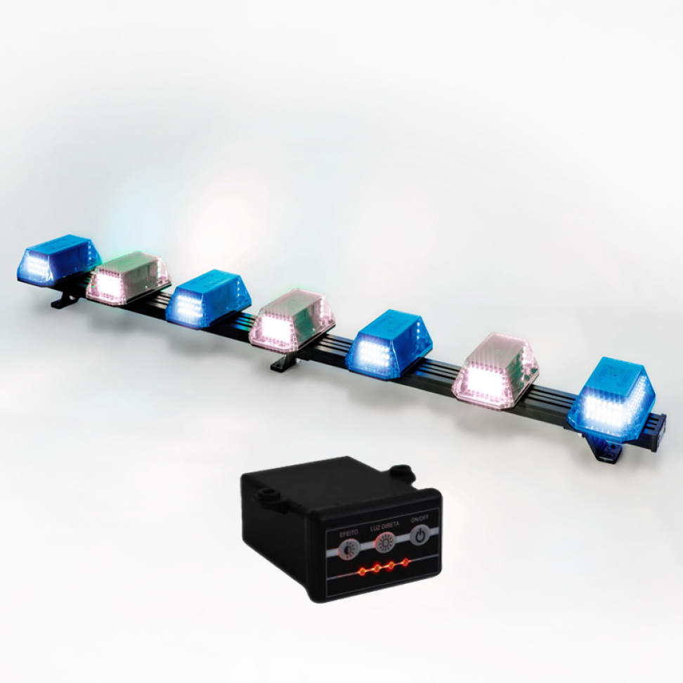 Giroflex 1.20mt 7cúpulas 354 leds 12vcc ou 24vcc Azul e branco