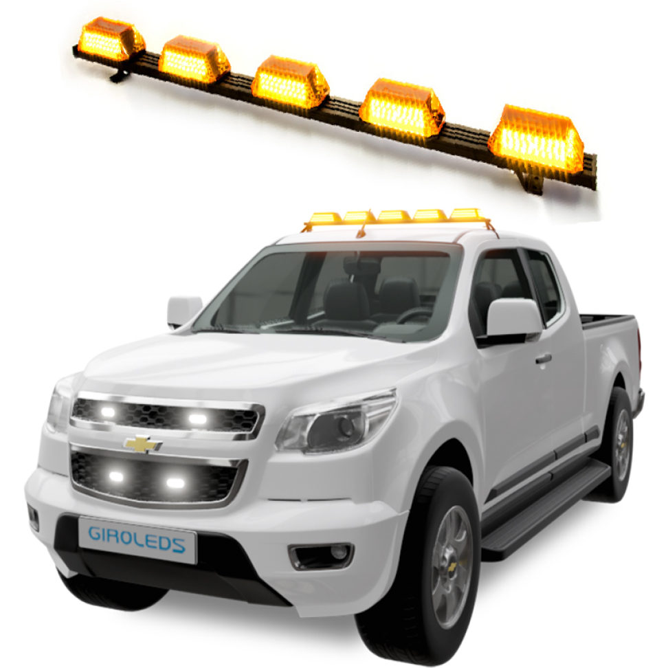 Giroflex 1.20mt 5 cúpulas 324 leds 12vcc 24vcc âmbar com engate rápido