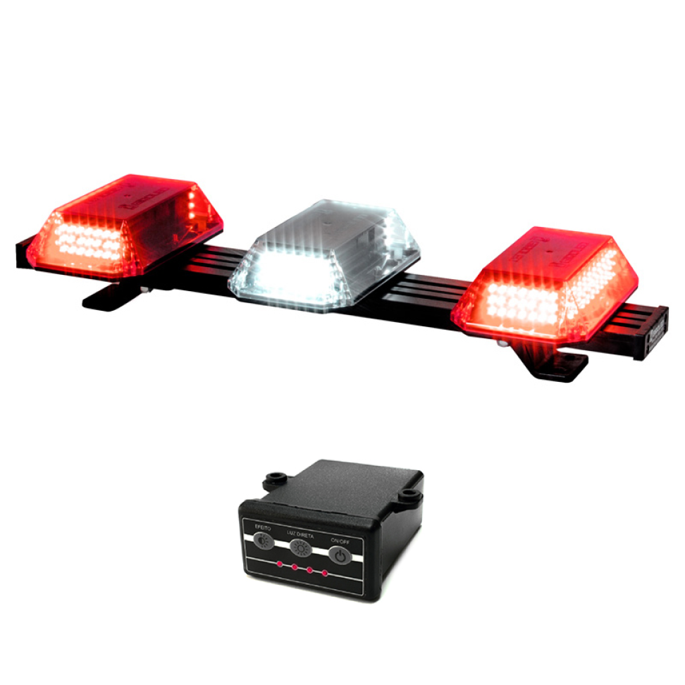 Giroled giroflex sinalizador barra 60cm cúpula 12v 24v Vermelho e Branco