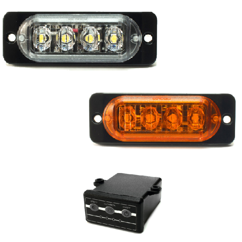Estrobo Led âmbar e branco SMD alta visualização efeitos 12v ou 24v 2w