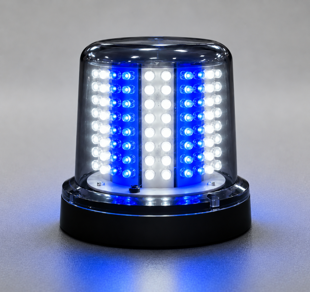 Giroled Giroflex redondo fixação por parafusos 128 leds 12vcc ou 24vcc azul e branco