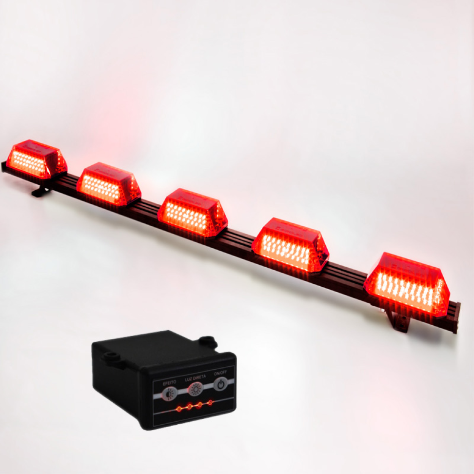 Giroflex 1.20mt 5 cúpulas 324 leds 12vcc 24vcc vermelho com engate rápido - #3
