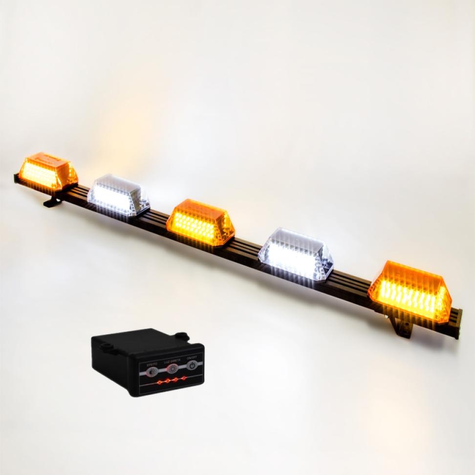 Giroflex 1.20mt 5 cúpulas 324 leds 12vcc 24vcc âmbar e branco com engate rápido - #3
