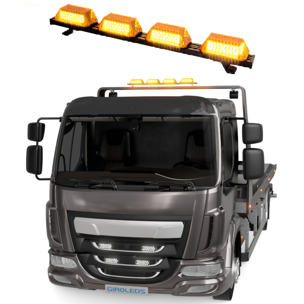 Giroflex 1.0mt 4 cúpulas 264 leds 12vcc 24vcc âmbar