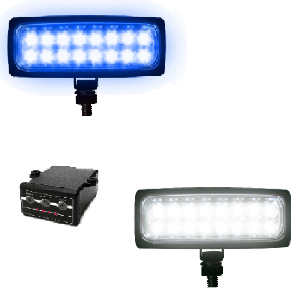 Estrobo 12v com 1 farol branco 1 farol azul