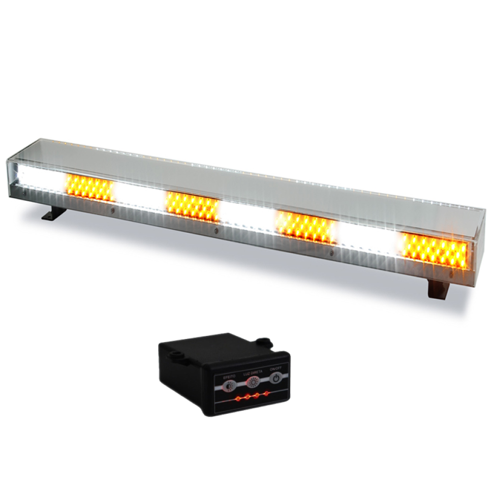 Giroled giroflex sinalizador barra led lateral 1.20mt 12v 24v âmbar e branco