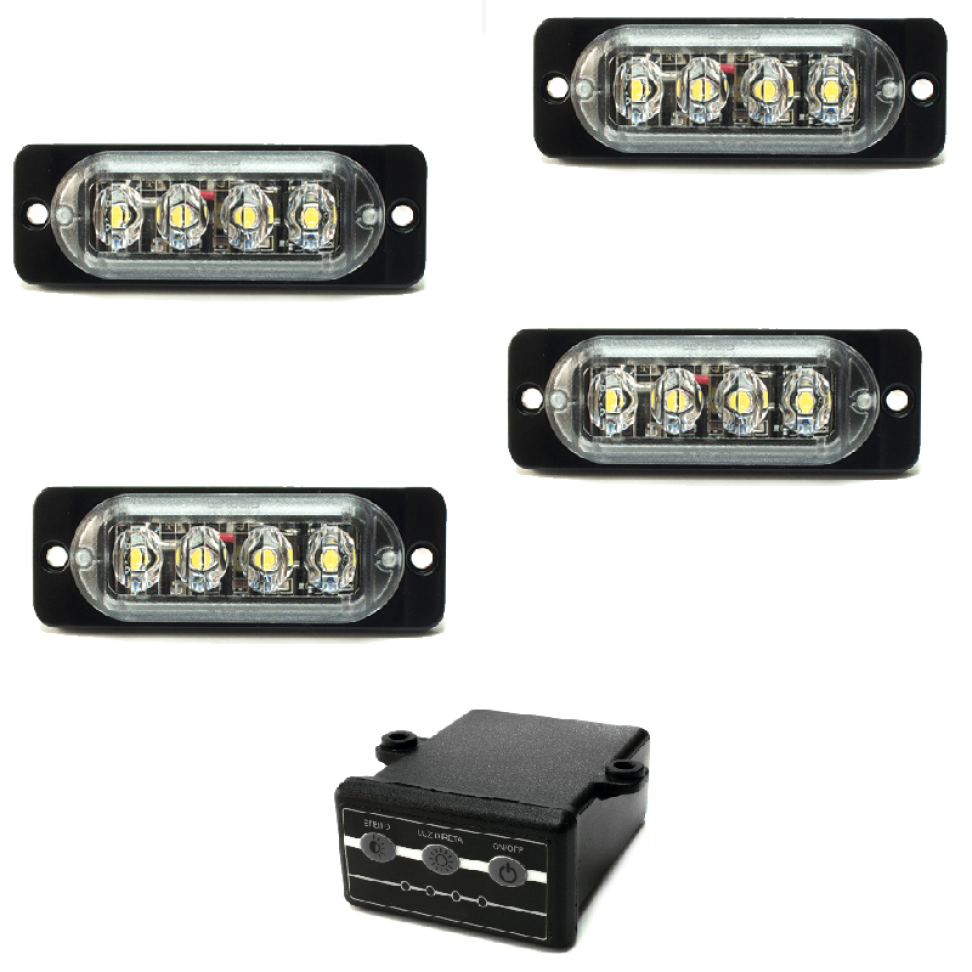 4 Estrobo Led branca SMD alta visualização efeitos 12v ou 24v 2w