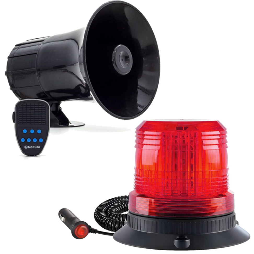 Giroflex Vermelho 12v Imã Plug Led Sirene Megafone
