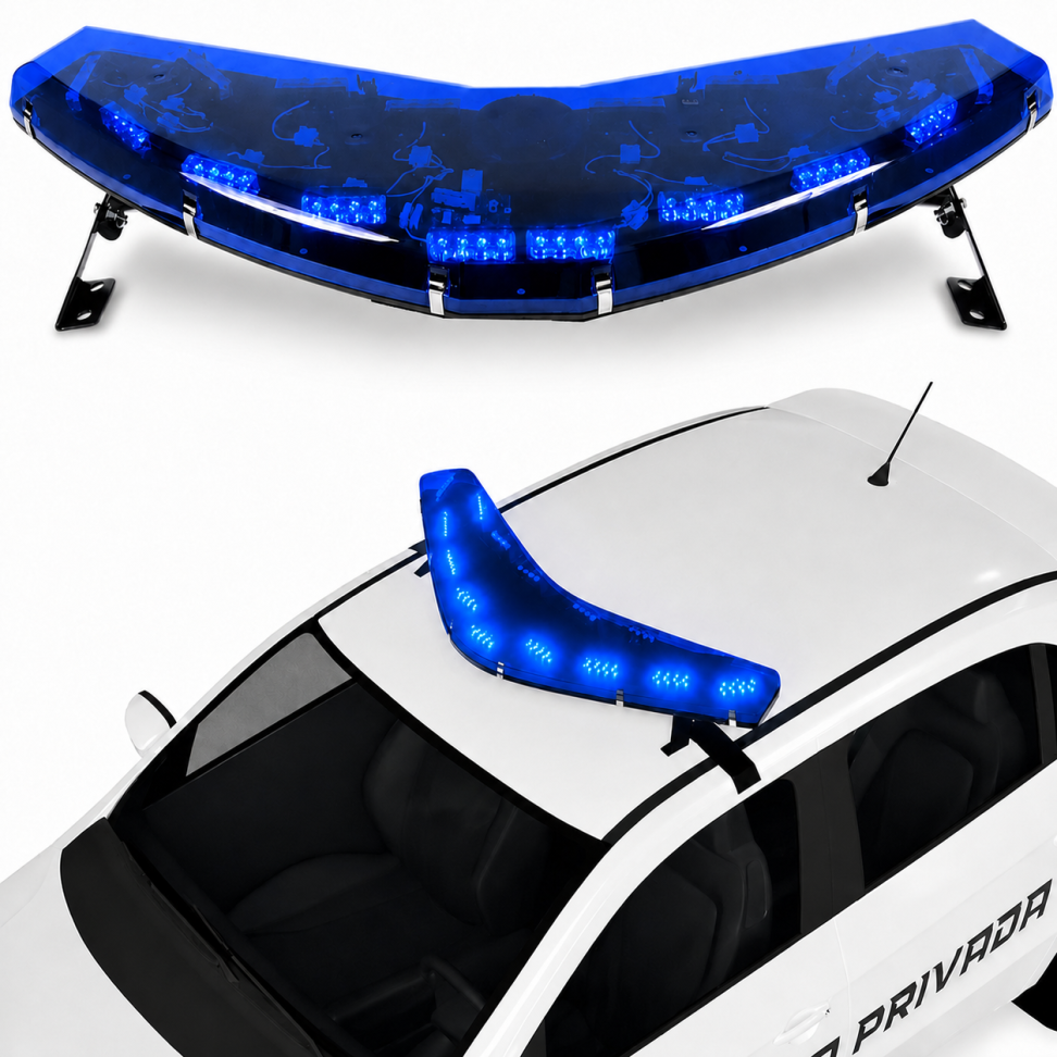 Giroflex 12v Arco completo lente transparente led azul Sirene integrada Rádio Engate