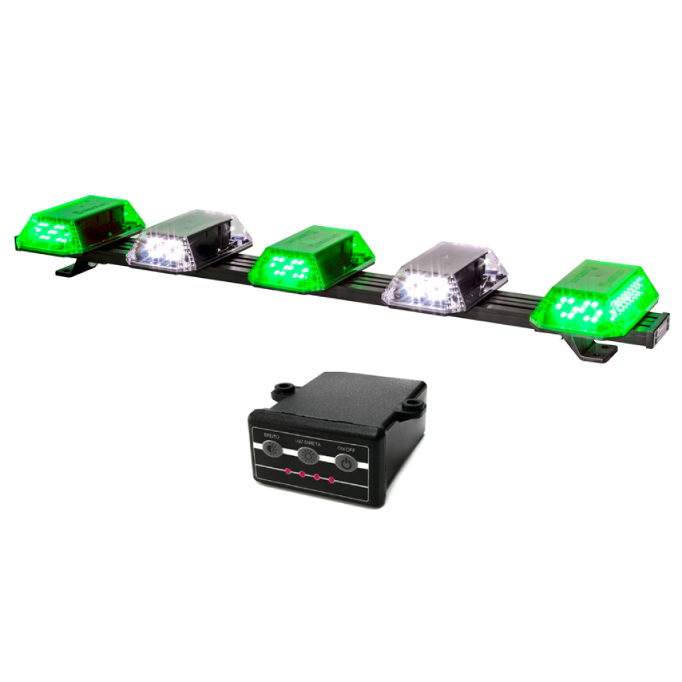 Giroflex 1.0mt 5 cúpulas 180 leds 12vcc 24vcc verde e branco