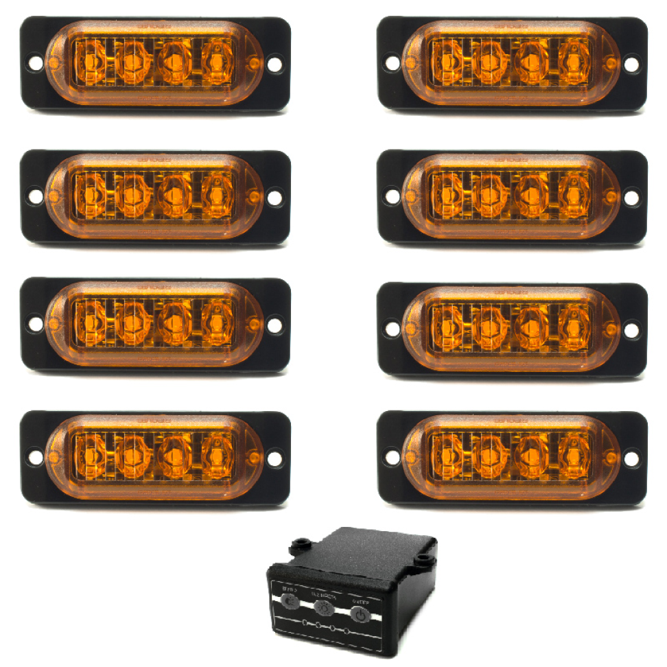 kit 8 estrobo led SMD 12v ou 24v âmbar 2w