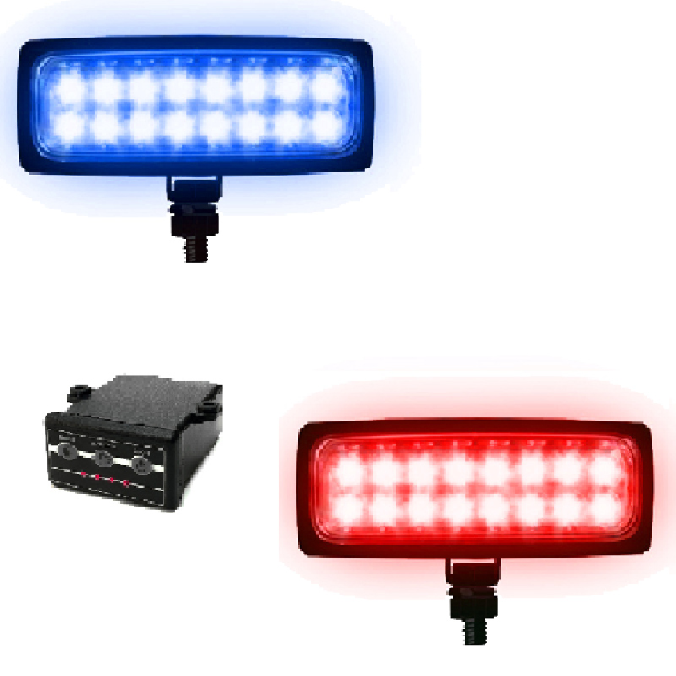 Estrobo 12v com 1 farol azul 1 farol vermelho