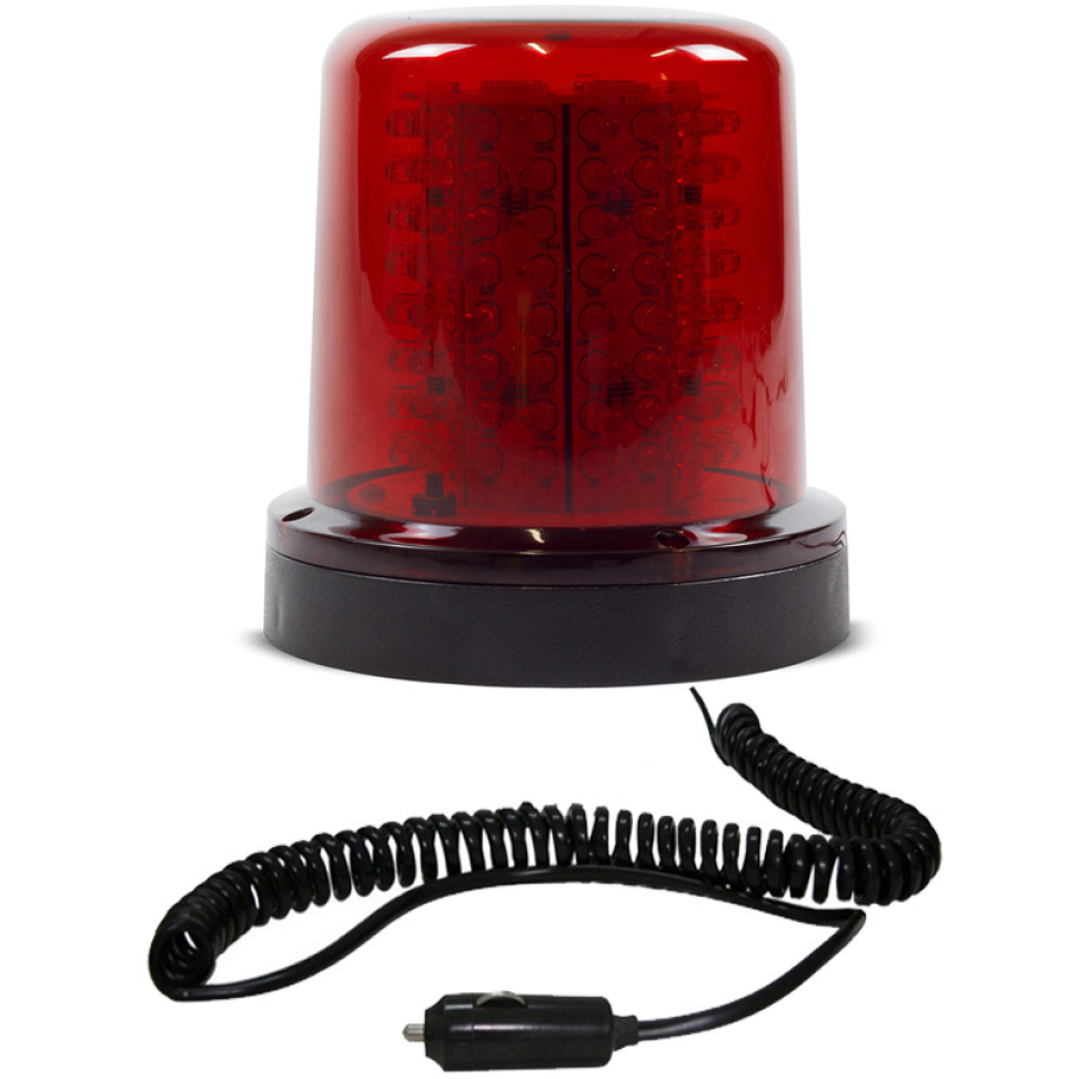 Giroled redondo 128 leds vermelho com imã e plug e sirene 12v - #4