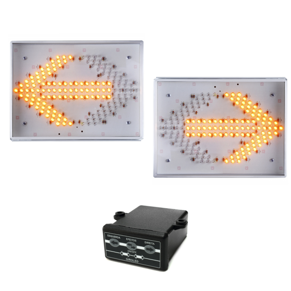Conjunto de seta indicativa direcionador de tráfego SLIM 12v 24v