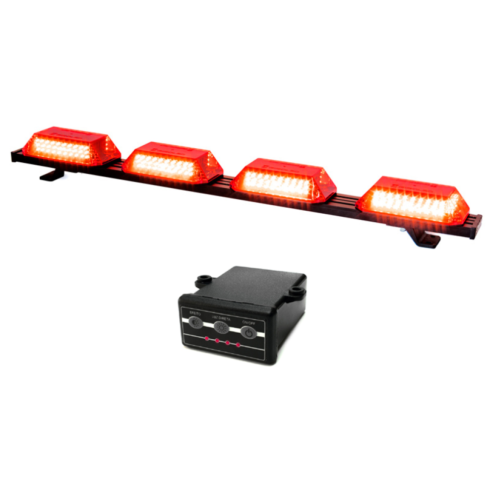 Giroflex 1.0mt 4 cúpulas 264 leds 12vcc 24vcc vermelho