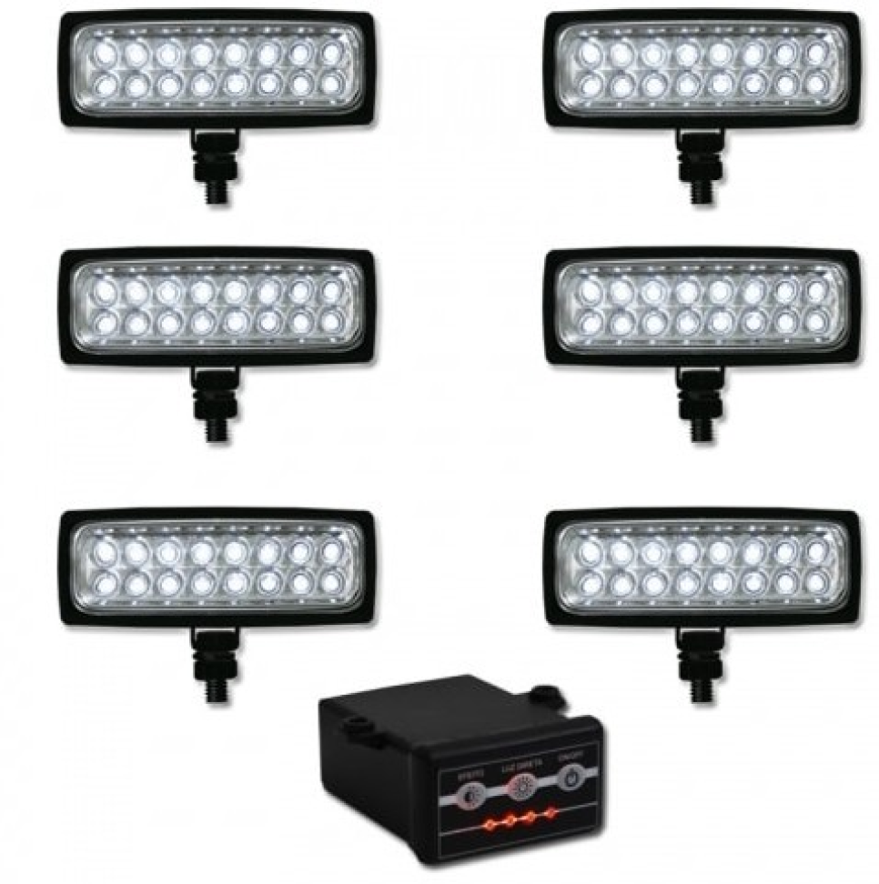 Estrobo farol aux. Milha com 6 faróis 6 efeitos cores 12v