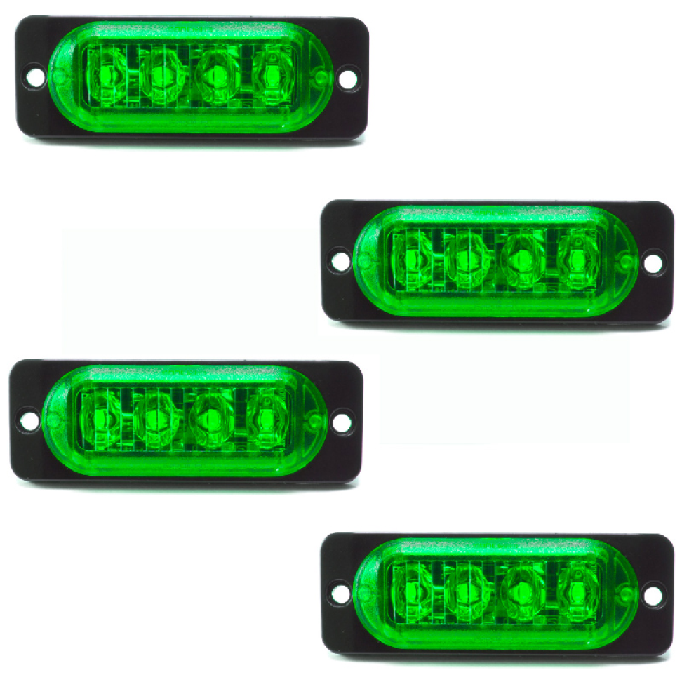 4 Sinaleira Lanterna Bivolt 12v 24v Led SMD verde 0,8w