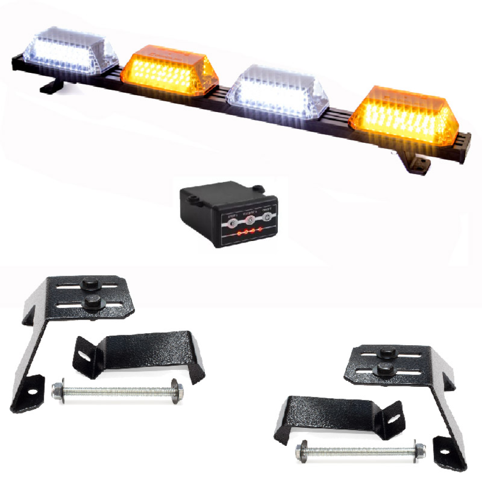 Giroflex 1.0mt 4 cúpulas 264 leds 12vcc âmbar e branco engate rápido