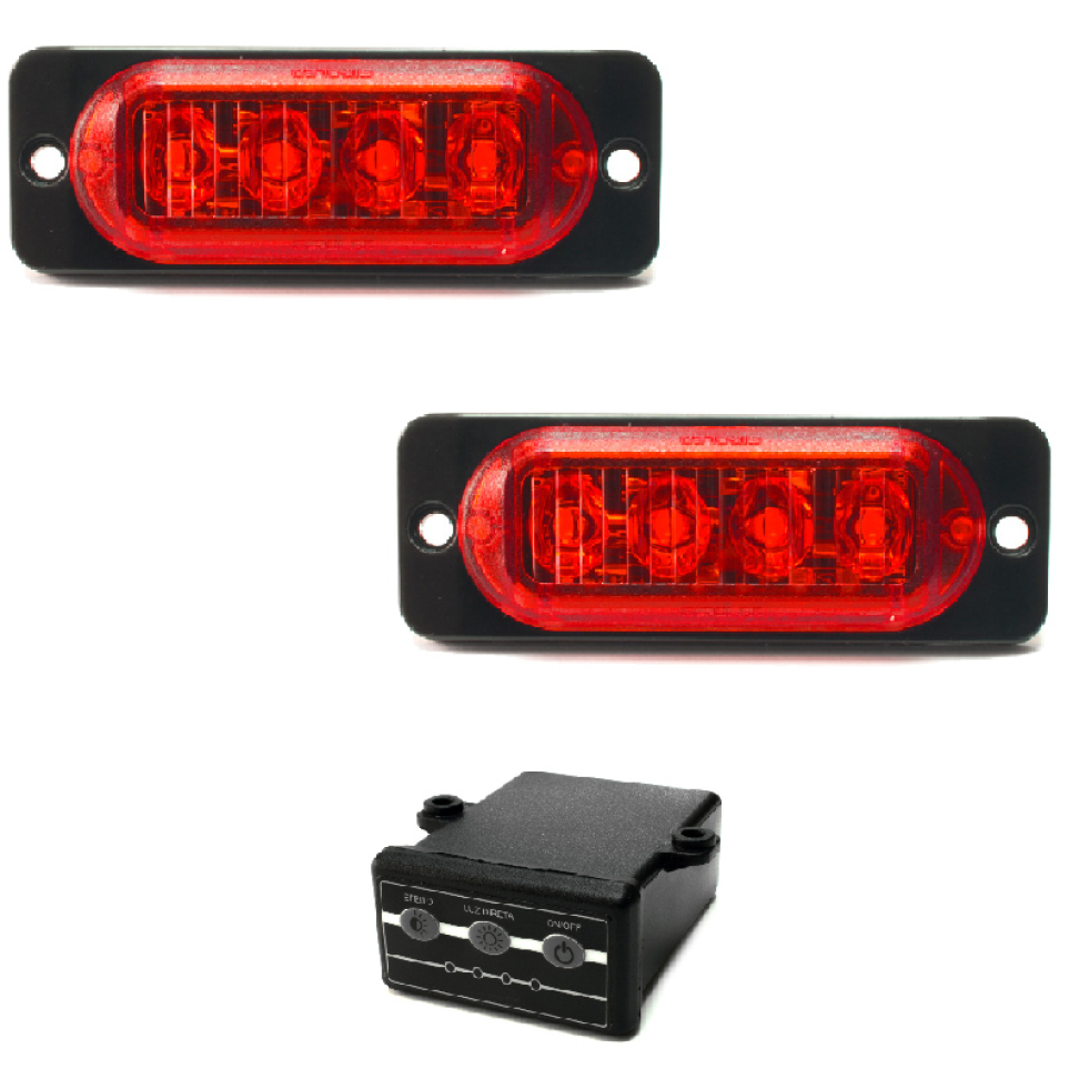 Estrobo Led vermelho SMD alta visualização efeitos 12v ou 24v 2w