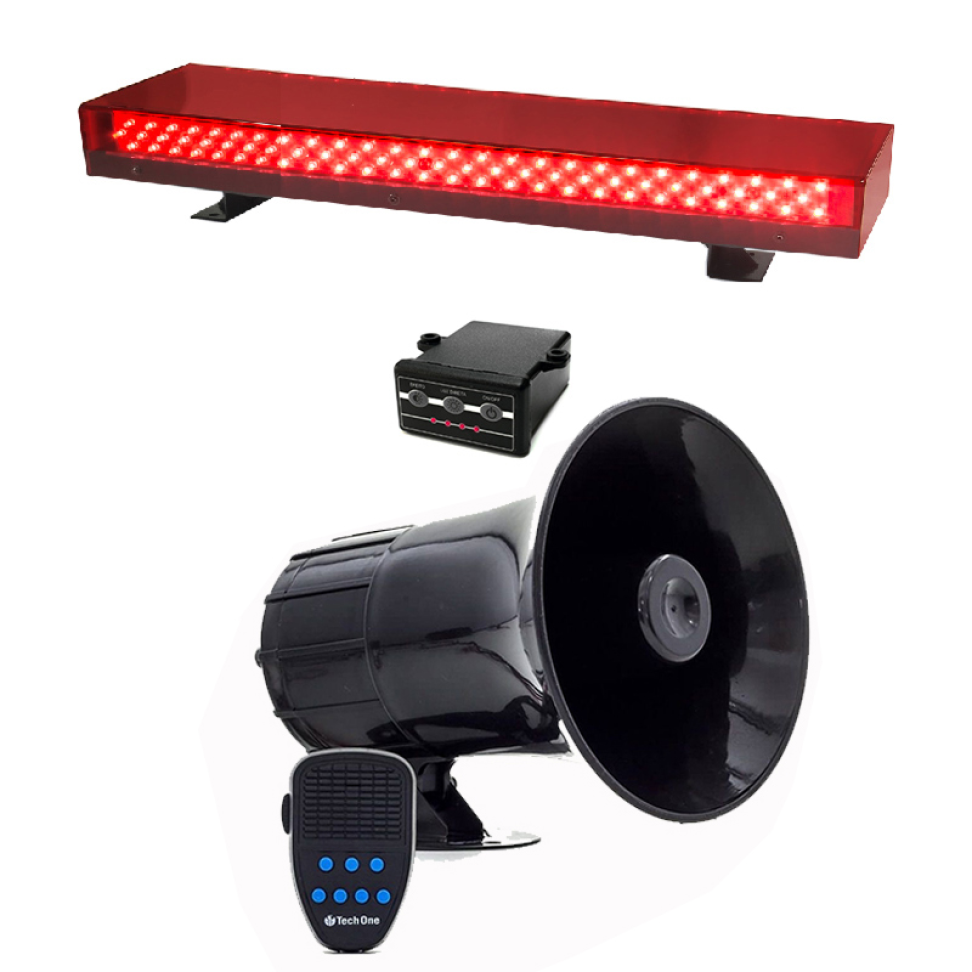 Kit Giroled giroflex sinalizador barra 60cm 12v vermelha esirene