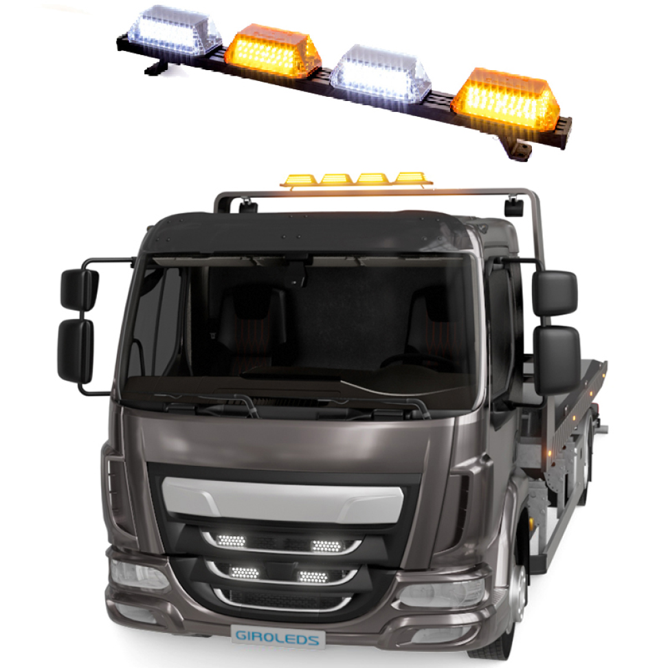 Giroflex 1.0mt 4 cúpulas 264 leds 12vcc 24vcc âmbar e branco