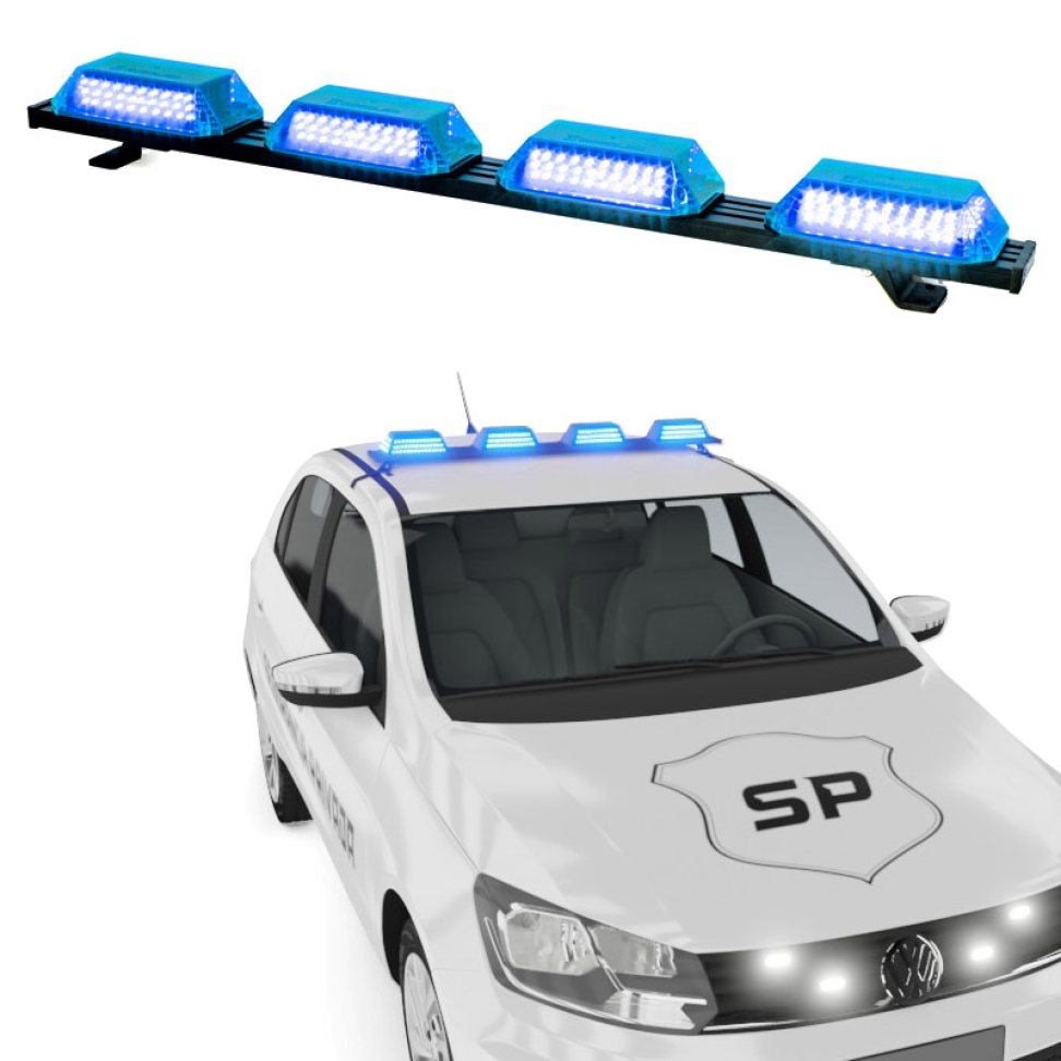 Giroflex 1.0mt 4 cúpulas 264 leds 12vcc azul engate rápido