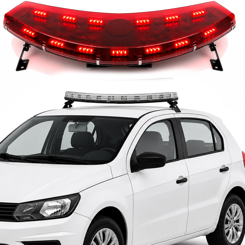 Giroflex Estrobo 12v Arco lente transparente led vermelho Segurança Escolta Sem Sirene