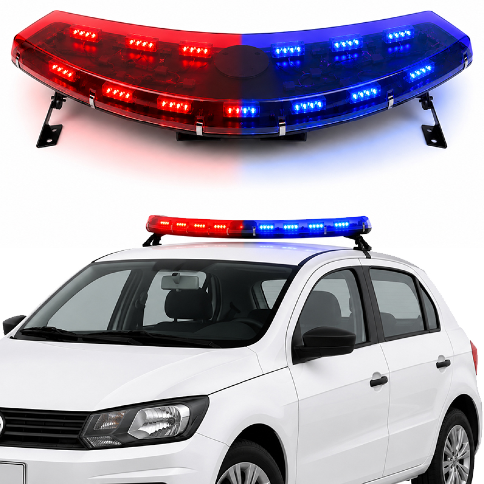 Giroflex Estrobo 12v Arco azul e vermelho Segurança Escolta Sem Sirene