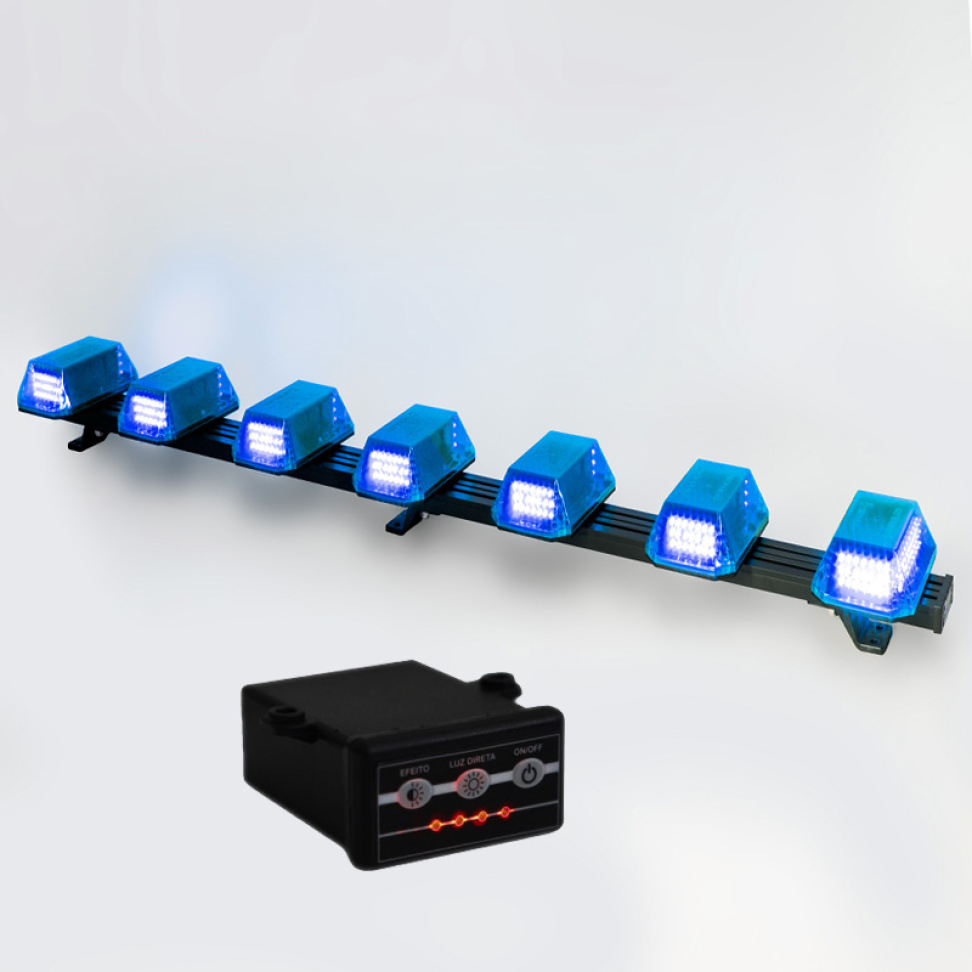 Giroflex 1.20mt 7cúpulas 354 leds 12vcc ou 24vcc Azul