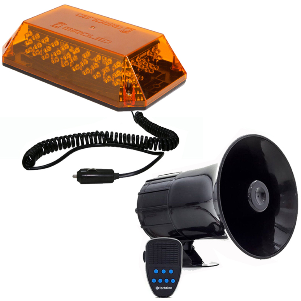 Giroled cúpula âmbar com imã e plug e sirene 12v