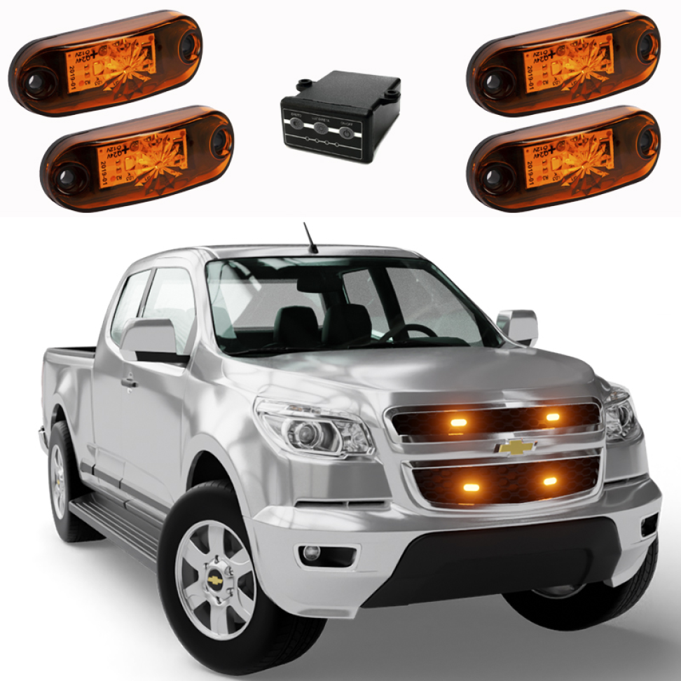 Conjunto de 4 Estrobo Led Smd âmbar bivolt 1,5w