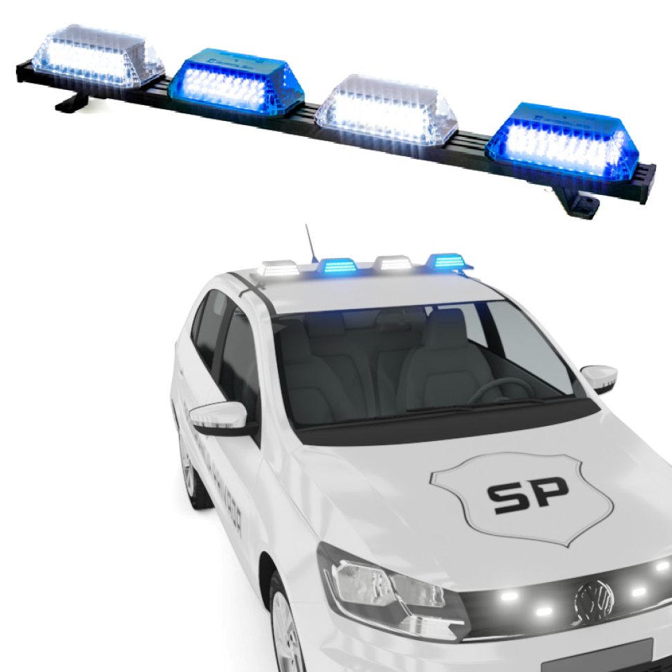 Giroflex 1.0mt 4 cúpulas 264 leds 12vcc azul branco engate rápido