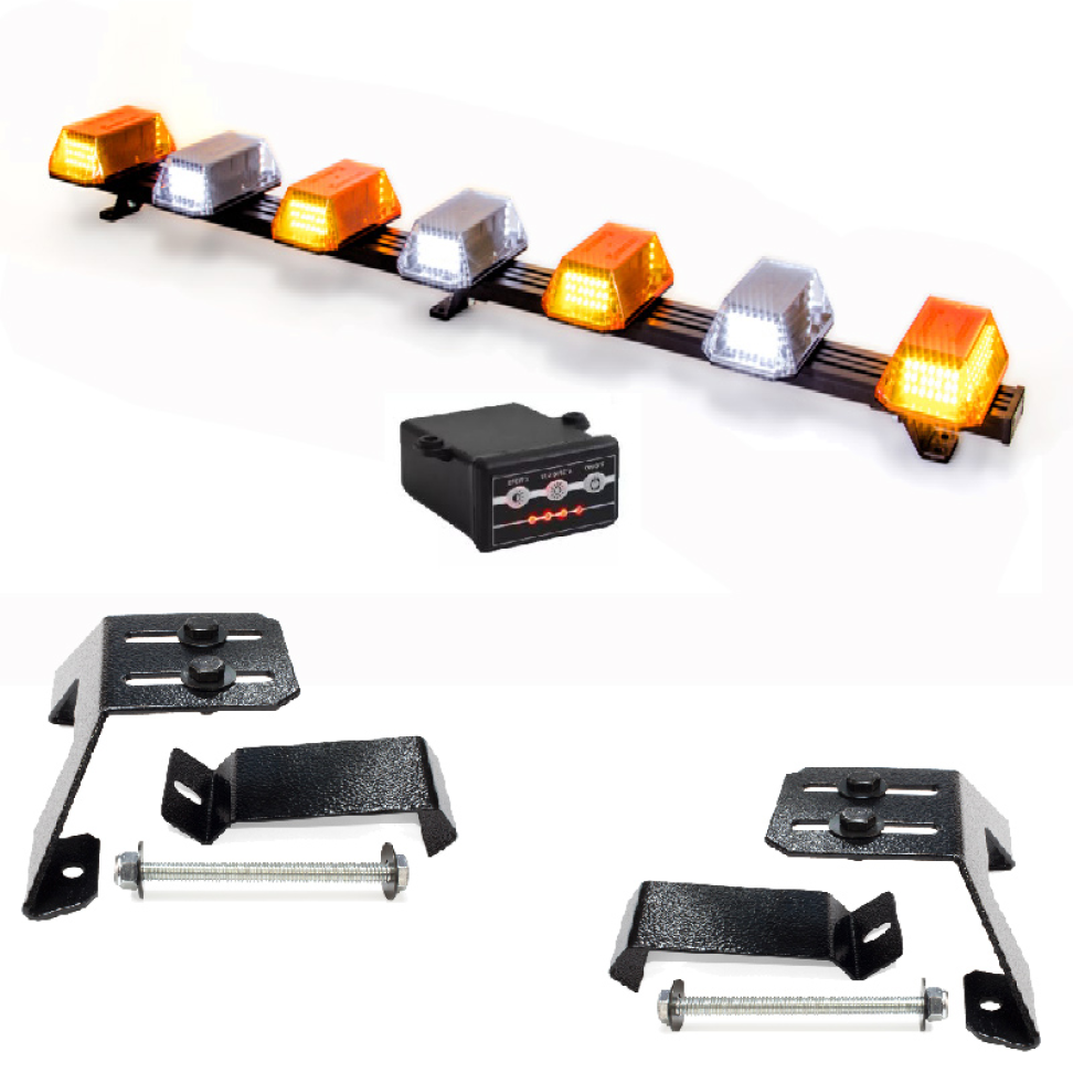 Giroflex 1.20mt 7 cúpulas 354 leds 12vcc 24vcc âmbar e branco engate rápido