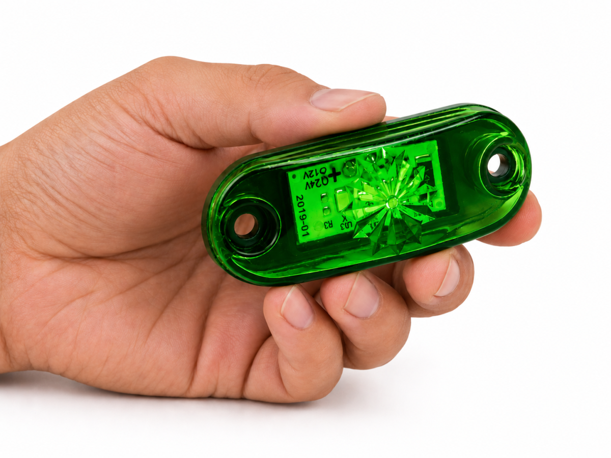 Sinaleira lanterna led SMD delimitadora Bivolt 12v 24v verde 0,5w
