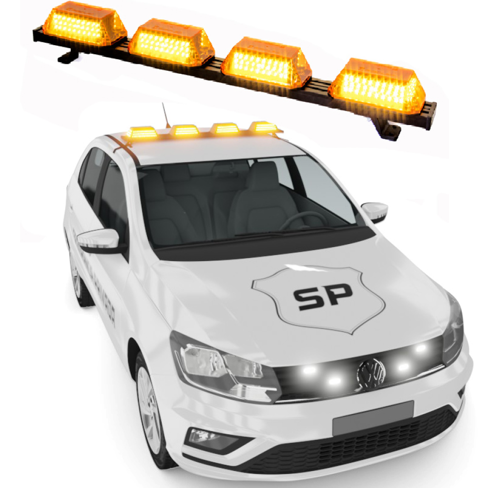 Giroflex 1.0mt 4 cúpulas 264 leds 12vcc âmbar engate rápido